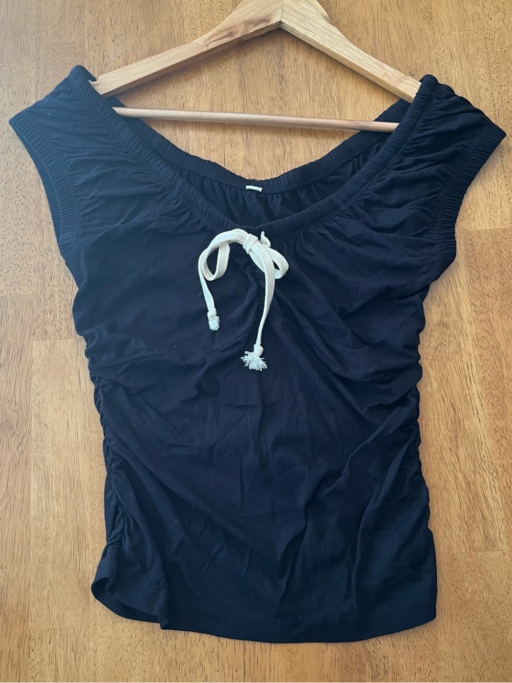 Women’s - Black - Scoop Neck Tank with Drawstring Tie (NWOT)